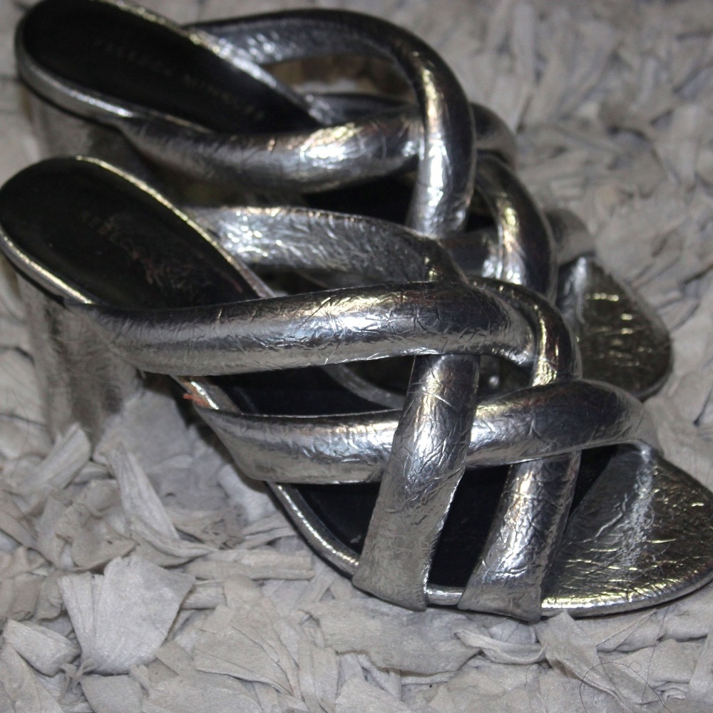 Rebecca Minkoff silver mules